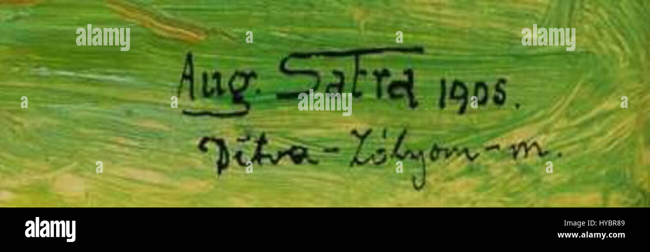 „Augustin Satra signatura“ bezieht sich auf die Signatur von Augustin Satra, möglicherweise einem Künstler oder einer historischen Figur, wobei der Kontext der Signatur Einblicke in ihren Ursprung und ihre Bedeutung bietet. Stockfoto