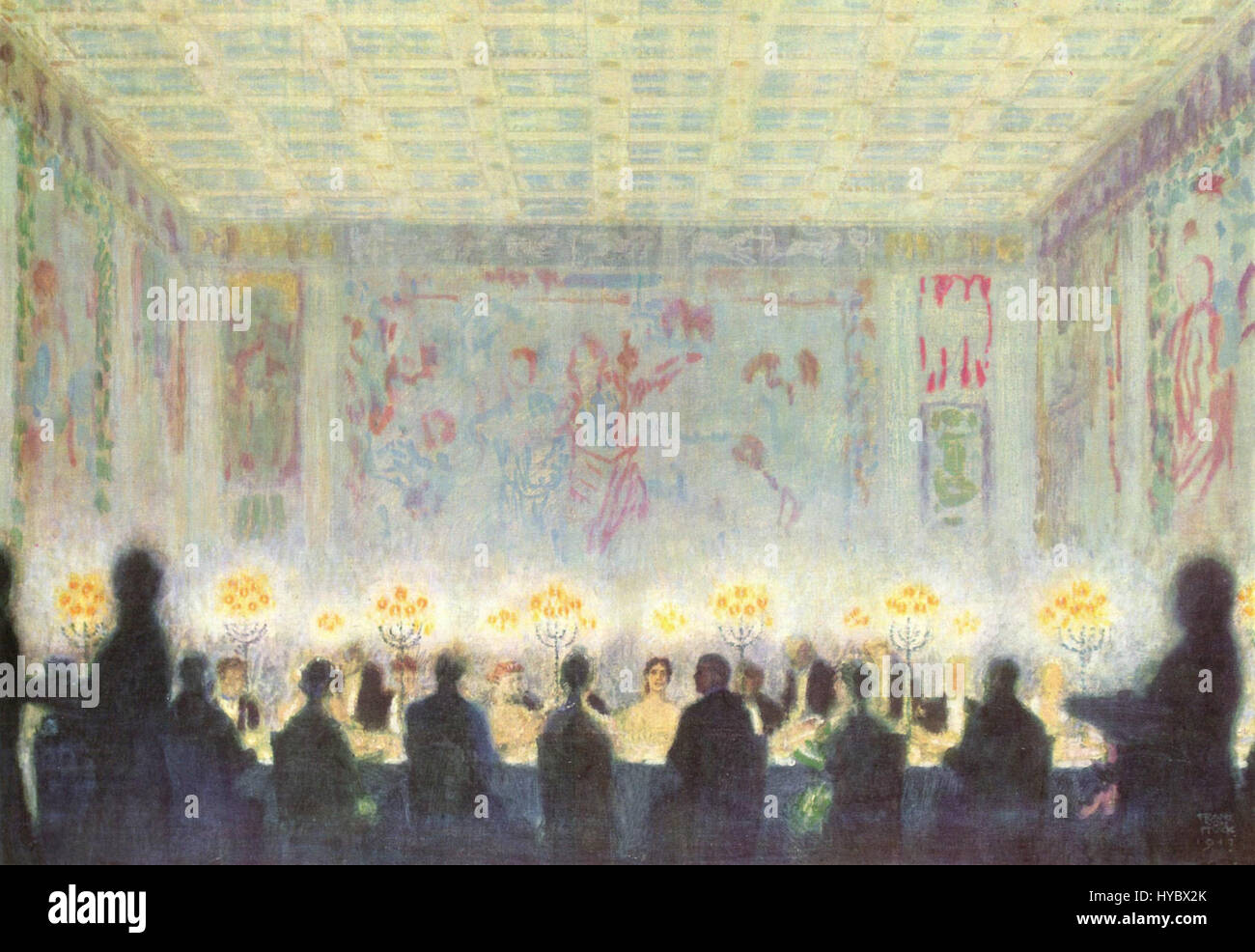 Franz von Stucks Kunstwerk ist bekannt für seinen symbolischen Stil, der Sinnlichkeit, Mysterium und Allegorie verbindet. Dieses Stück fängt die rätselhafte Atmosphäre ein, die für seinen Ansatz typisch ist, und konzentriert sich auf Themen wie Versuchung, Begehren und menschliche Natur. Stockfoto