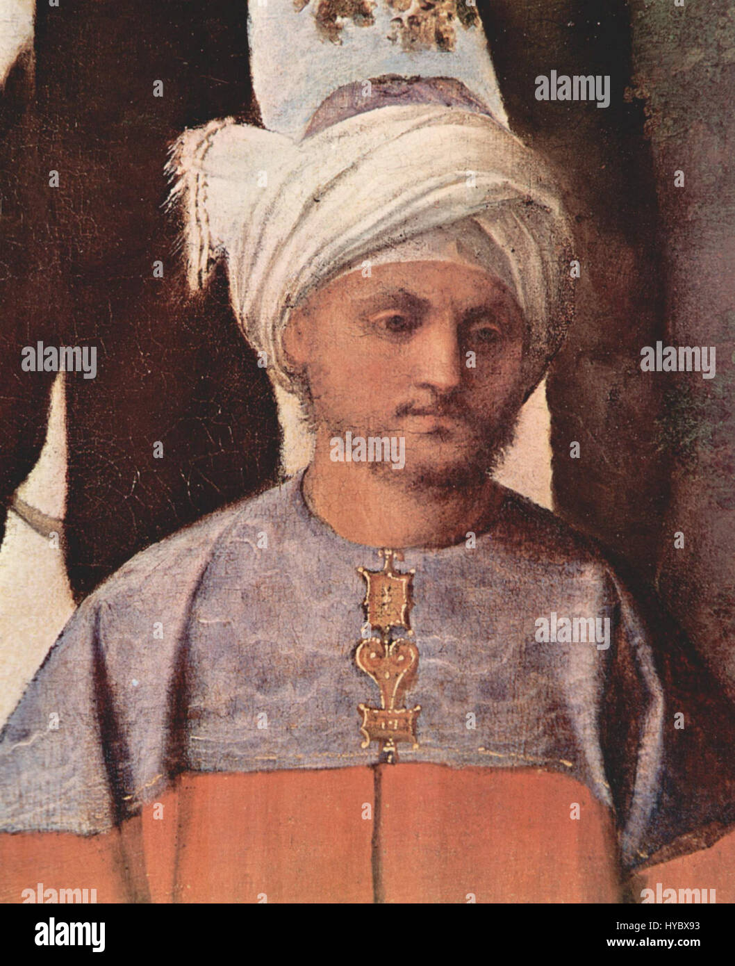 Giorgiones Gemälde mit dem Titel „032“ veranschaulicht seine Beherrschung, die Weichheit menschlicher Form und Atmosphäre einzufangen. Bekannt für seinen venezianischen Stil, werden Giorgiones Werke für ihre geheimnisvollen und poetischen Qualitäten gefeiert. Stockfoto