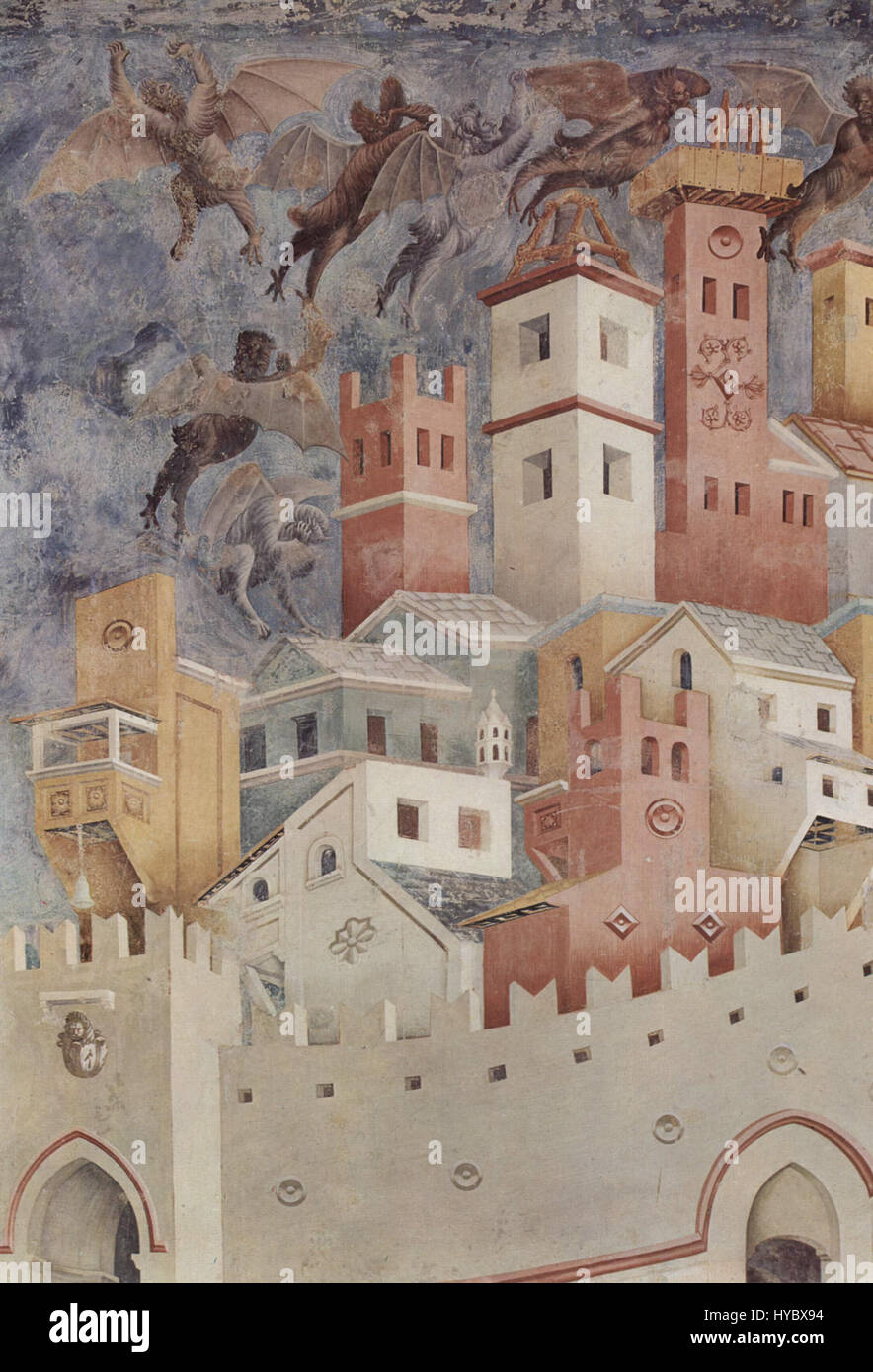 Giotto di Bondones Kunstwerk „075“ zeigt die Kunst des italienischen Meisters, religiöse Themen zu erfassen. Sein wegweisender Umgang mit perspektivischen und emotionalen Figuren ist ein wichtiger Moment im Übergang von der Kunst des Mittelalters zur Kunst der Renaissance. Stockfoto