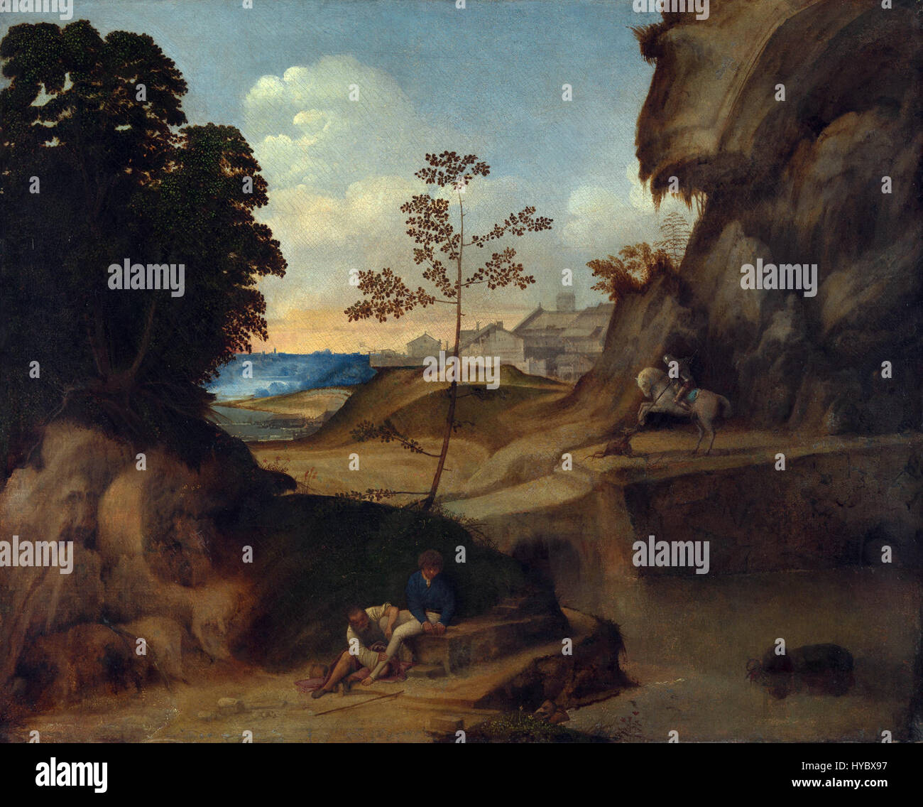 Giorgione war ein venezianischer Renaissance-Maler, der für seine Beiträge zur Entwicklung der venezianischen Malschule bekannt war. Seine Werke werden für ihre geheimnisvollen Themen und die meisterhafte Verwendung von Licht und Farbe gefeiert. Stockfoto