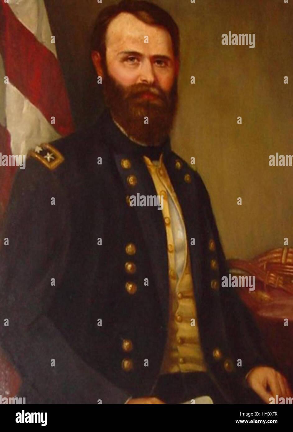 Jacob Dolson Cox war ein US-amerikanischer Politiker und General der Union Army während des Bürgerkriegs. Dieses Porträt fängt ihn vor dem Ohio Statehouse ein, wo er als Gouverneur diente. Cox war bekannt für seine militärische und politische Führung und leistete bedeutende Beiträge zu Ohios Kriegs- und Nachkriegsbemühungen, und dieses Bild spiegelt seine Rolle bei der Gestaltung staatlicher und nationaler Angelegenheiten im 19. Jahrhundert wider. Stockfoto