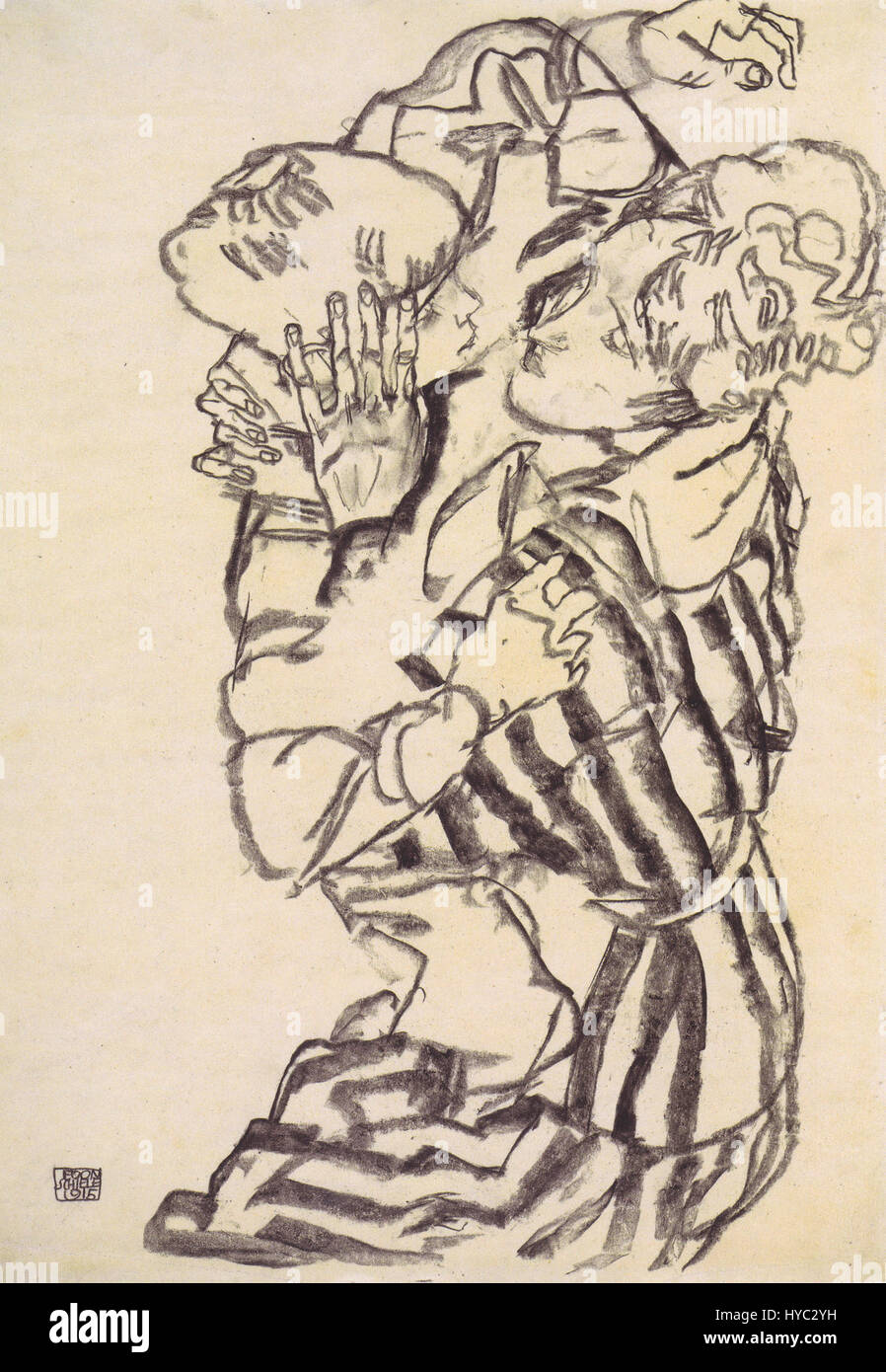 Egon Schieles Porträt „Edith Schiele mit ihrem Neffen“ aus dem Jahr 1915 zeigt seine Frau und seinen Neffen in einem Moment familiärer Intimität und zeigt Schieles unverwechselbaren expressionistischen Stil und psychologische Tiefe in der Porträtdarstellung. Stockfoto Egon Schieles Porträt „Edith Schiele mit ihrem Neffen“ aus dem Jahr 1915 zeigt seine Frau und seinen Neffen in einem Moment familiärer Intimität und zeigt Schieles unverwechselbaren expressionistischen Stil und psychologische Tiefe in der Porträtdarstellung. Stockfoto