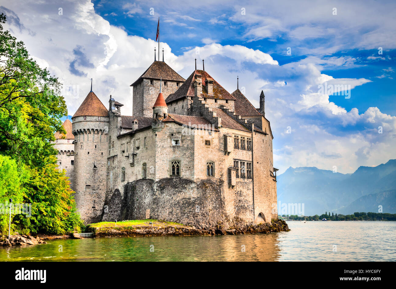 Das Schloss Chillon Schweiz Montreux See Genf Eines Der das-schloss-chillon-schweiz-montreux-see-genf-eines-der