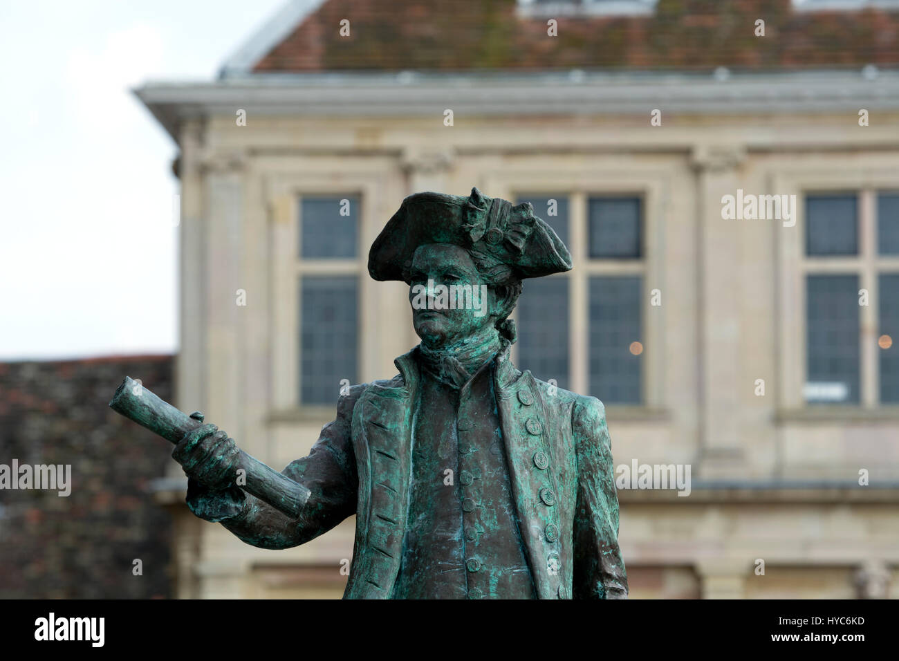 Kapitän George Vancouver Statue und das Custom House, King's Lynn, Norfolk, England, UK Stockfoto