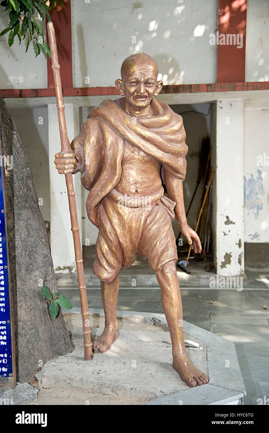 Skulptur, Mahatma Gandhi, Kabir Chaura, Varanasi, Uttar Pradesh, Asien, Indien Stockfoto