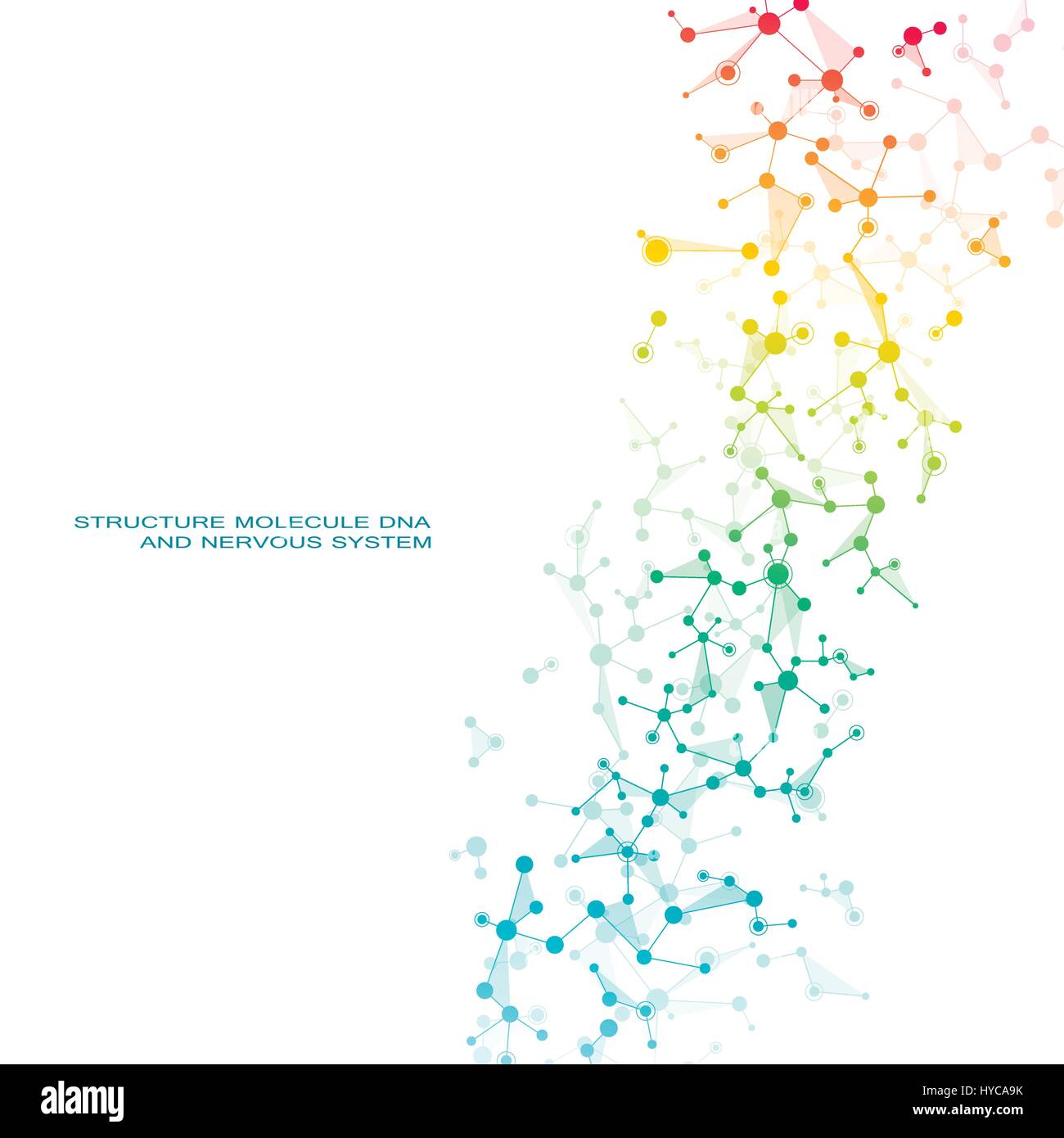 Molekül DNA und Neuronen Vektor. Molekulare Struktur. Verbundene Linien mit Punkten. Genetischen chemische Verbindungen. Chemie, Medizin, Wissenschaft, Technologie-Konzept. Geometrischen abstrakten Hintergrund. Stock Vektor