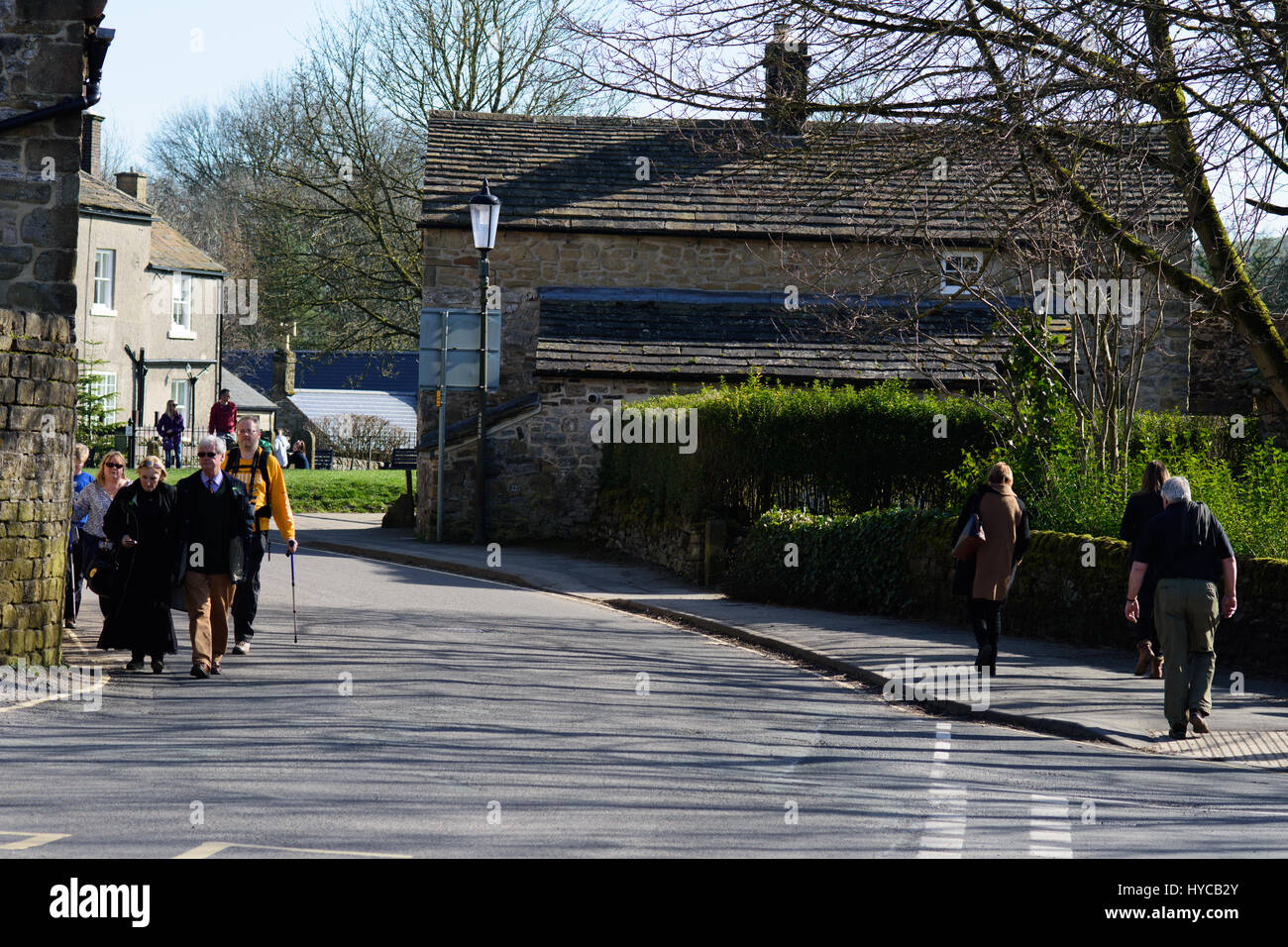 Mittelalterliche Dorf von Eyam, besser bekannt als die Pest-Dorf, Peak District Derbyshire England Stockfoto