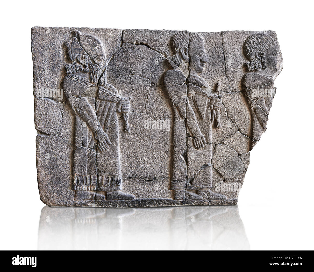 Relief-Panels Orthostat mit Darstellung von Hofbeamten, dienten sie als Wandverkleidung der Paläste auf der Burg Sam'al - Zincirli. Pergamon Stockfoto