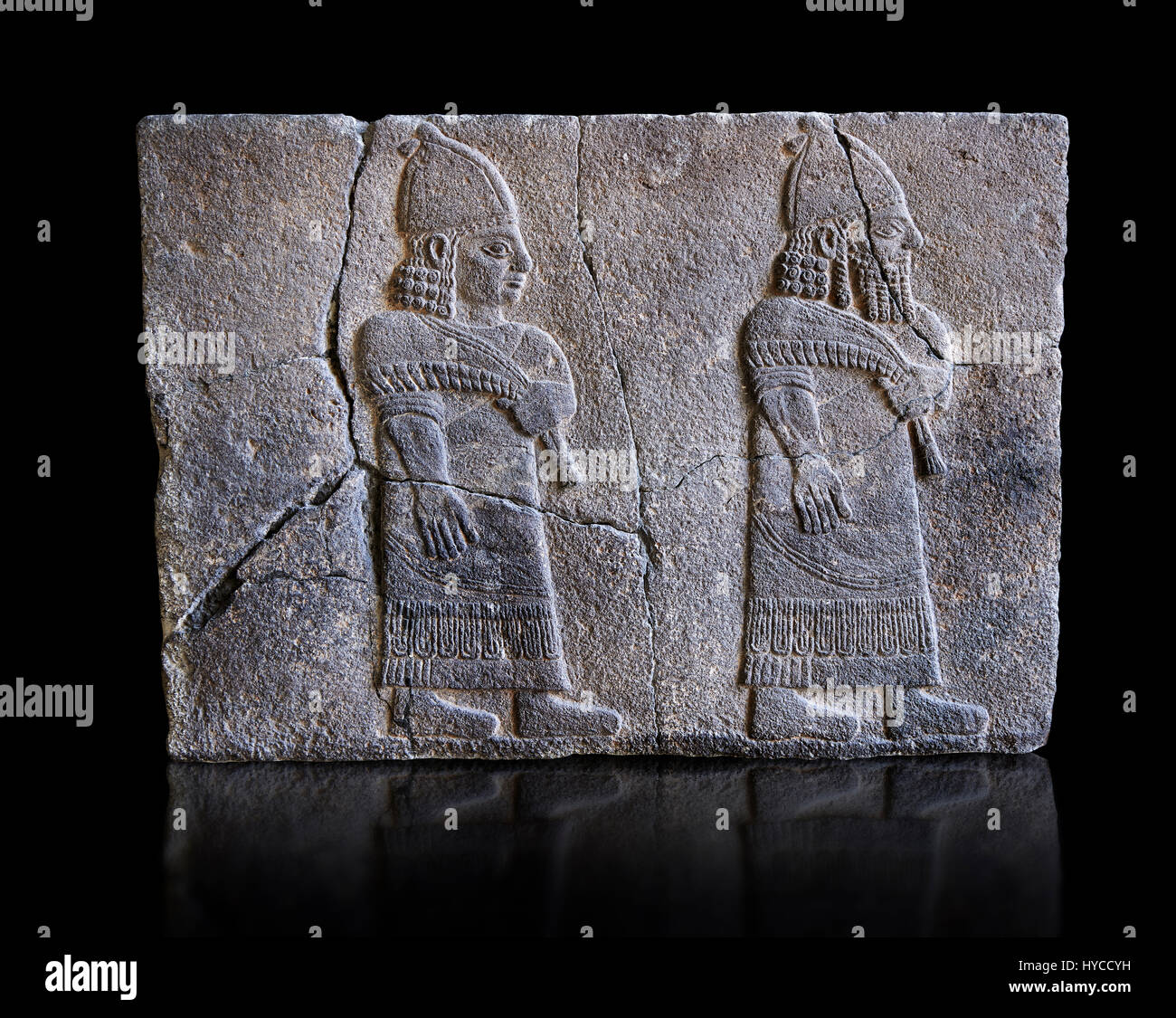 Relief-Panels Orthostat mit Darstellung von Hofbeamten, dienten sie als Wandverkleidung der Paläste auf der Burg Sam'al - Zincirli. Pergamon Stockfoto