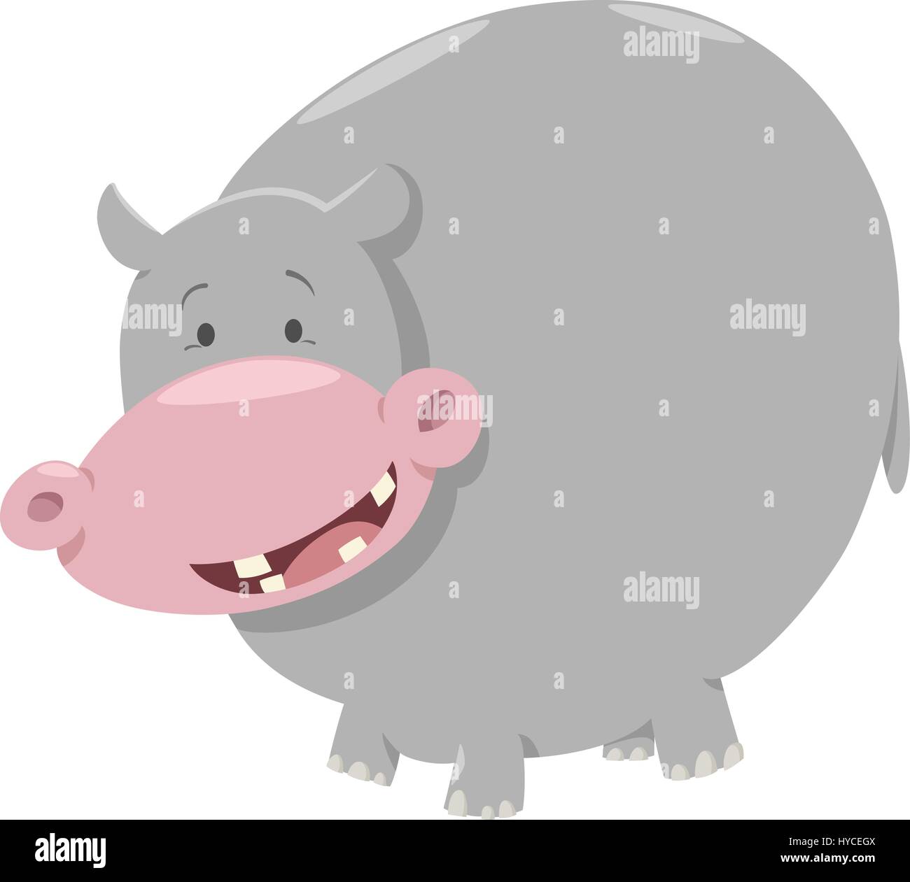 Cartoon-Illustration der lustige Nilpferd wilde Tier Charakter Stock Vektor