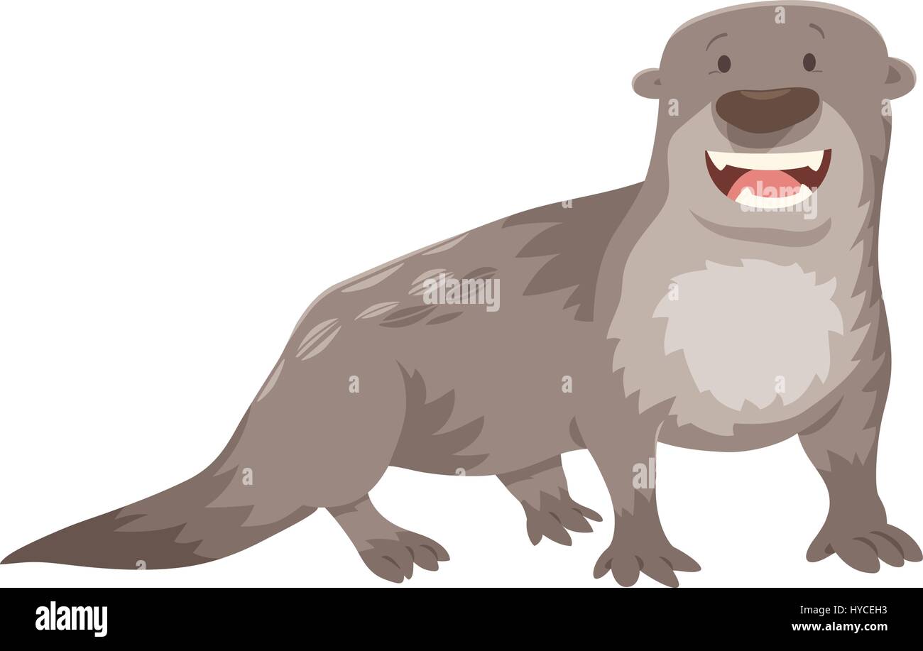 Cartoon Illustration von niedlichen Otter wilde Tier Charakter Stock Vektor