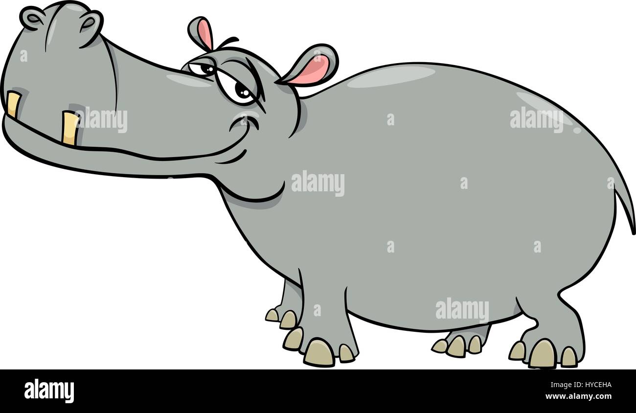 Cartoon Illustration von Nilpferd oder Hippo wilde Tier Charakter Stock Vektor