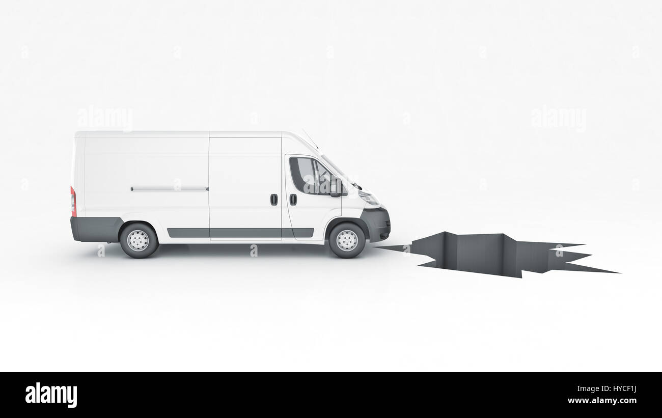 Unfallauto mit Kfz-Versicherung. 3D rendering Stockfoto