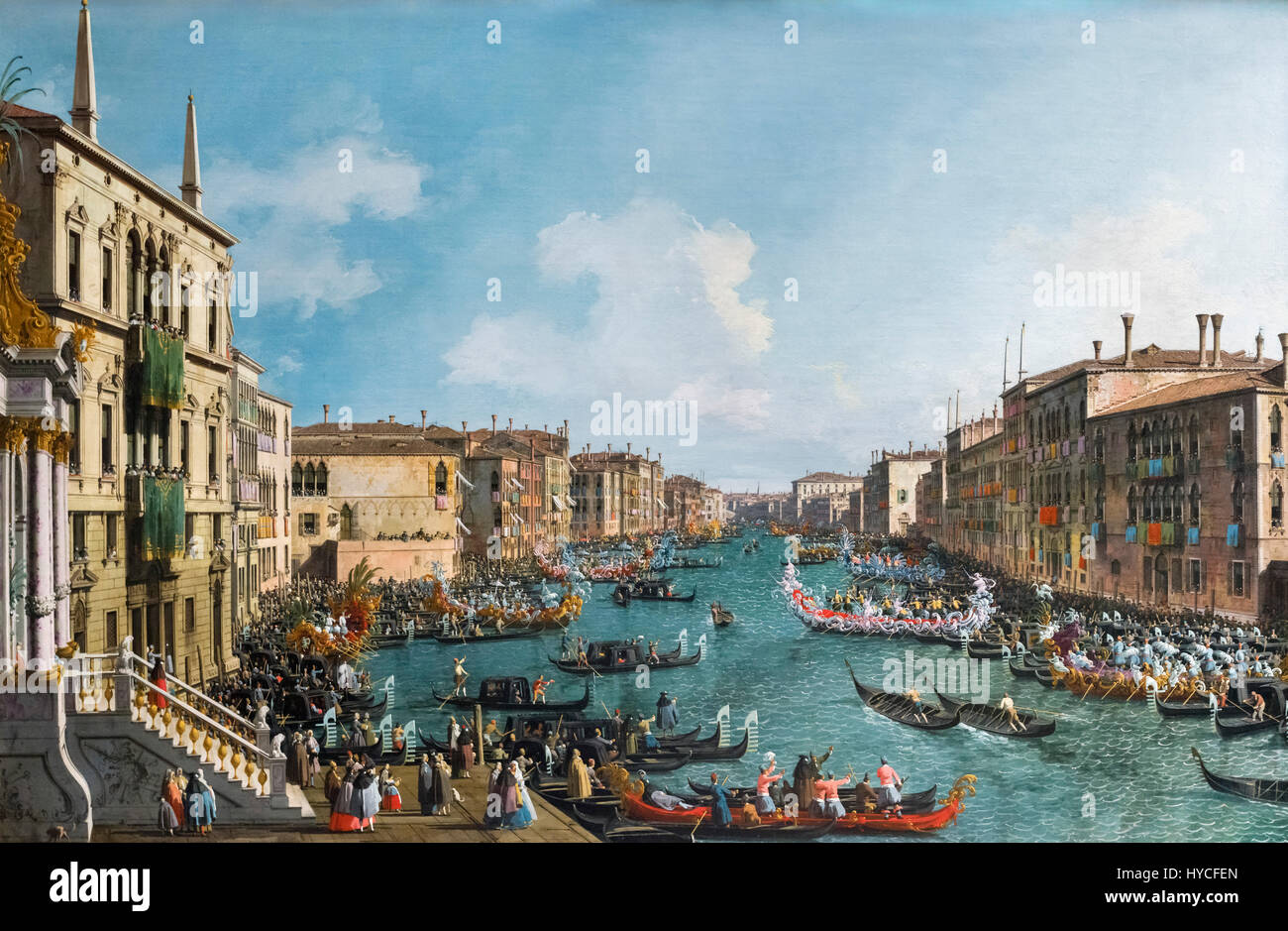 Canaletto, "Venedig: A Regatta auf dem Canale Grande", Öl auf Leinwand, c.1740. Stockfoto