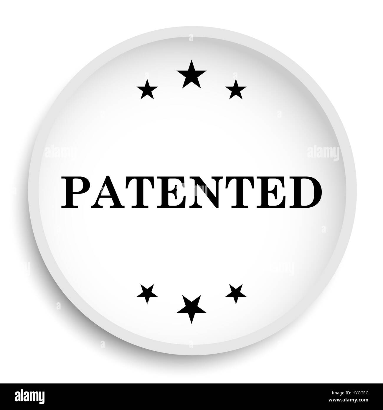 Patentierte Symbol. Patentierte Webseite Taste auf weißem Hintergrund. Stockfoto