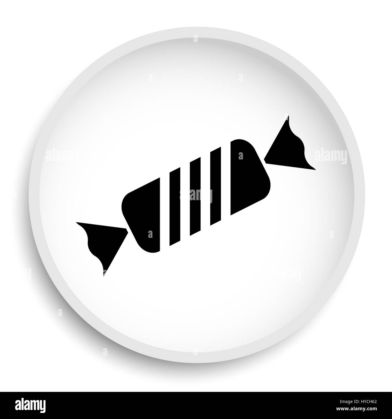 Candy-Symbol. Schaltfläche "Candy Webseite" auf weißem Hintergrund. Stockfoto