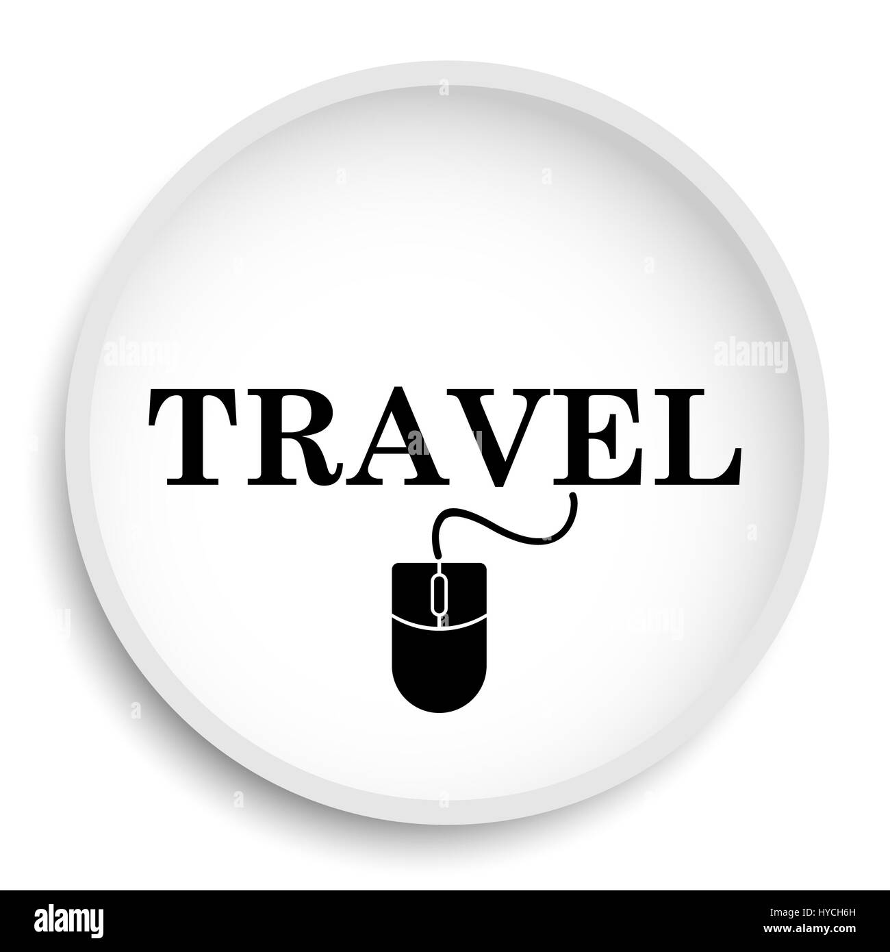 Reise-Icon. Schaltfläche "Travel Webseite" auf weißem Hintergrund. Stockfoto