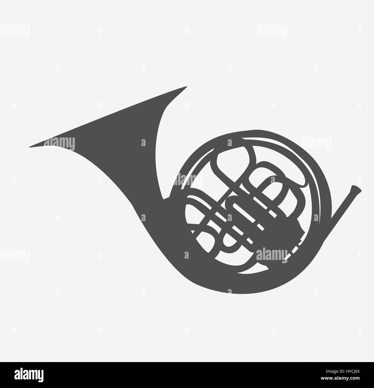 Musikalische Instrument-Horn, das in Sinfonieorchestern verwendet wird ein Stock Vektor