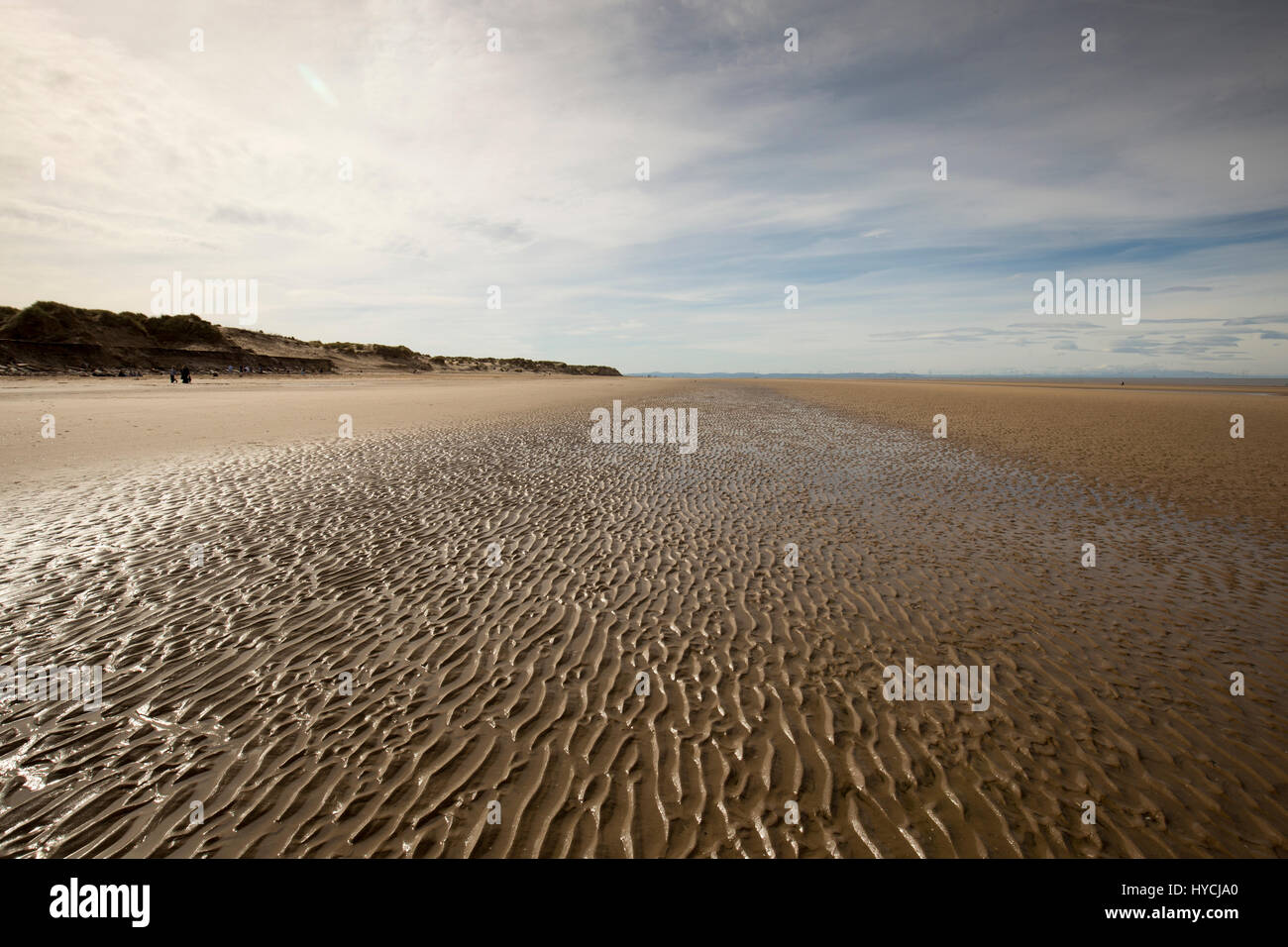 Formby Strand in der Nähe von Liverpool, England. Muster in den sand Stockfoto