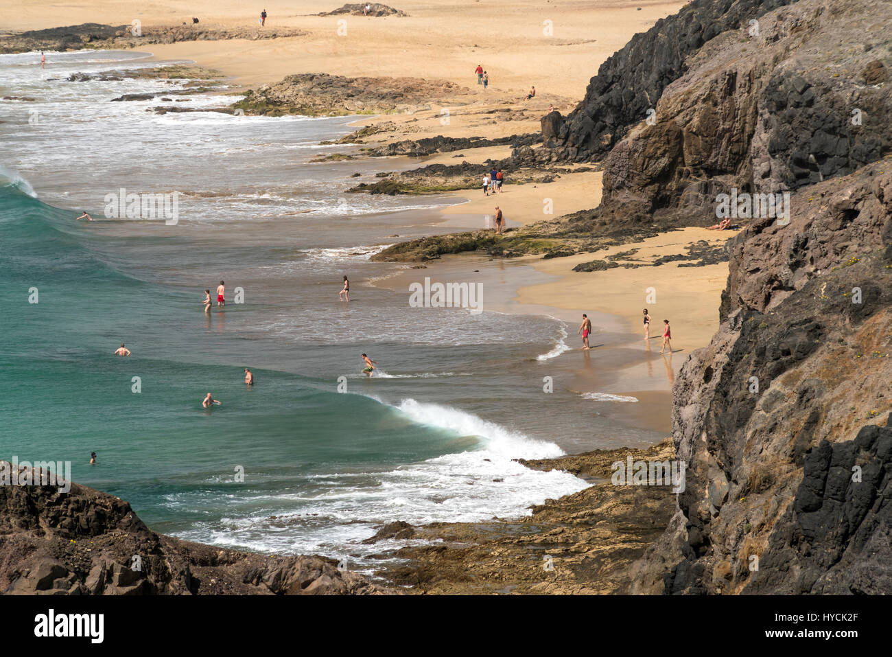 Playas de Papagayo Bei Playa Blanca, Insel Lanzarote, Kanarische Inseln, Spanien |  Playas de Papagayo in der Nähe von Playa Blanca, Lanzarote, Kanarische Inseln, Stockfoto