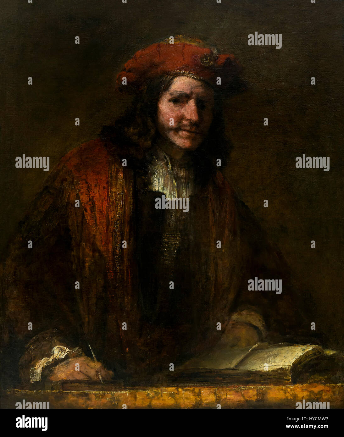 Mann mit roten Kappe, von Rembrandt, ca. 1660, Museum Boijmans van Beuningen, Rotterdam, Niederlande, Europa Stockfoto