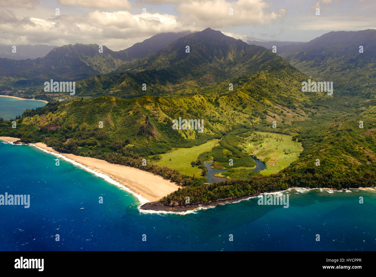 Aerial Landschaftsansicht Küstenlinie an Na Pali Küste, Kauai, Hawaii, USA Stockfoto
