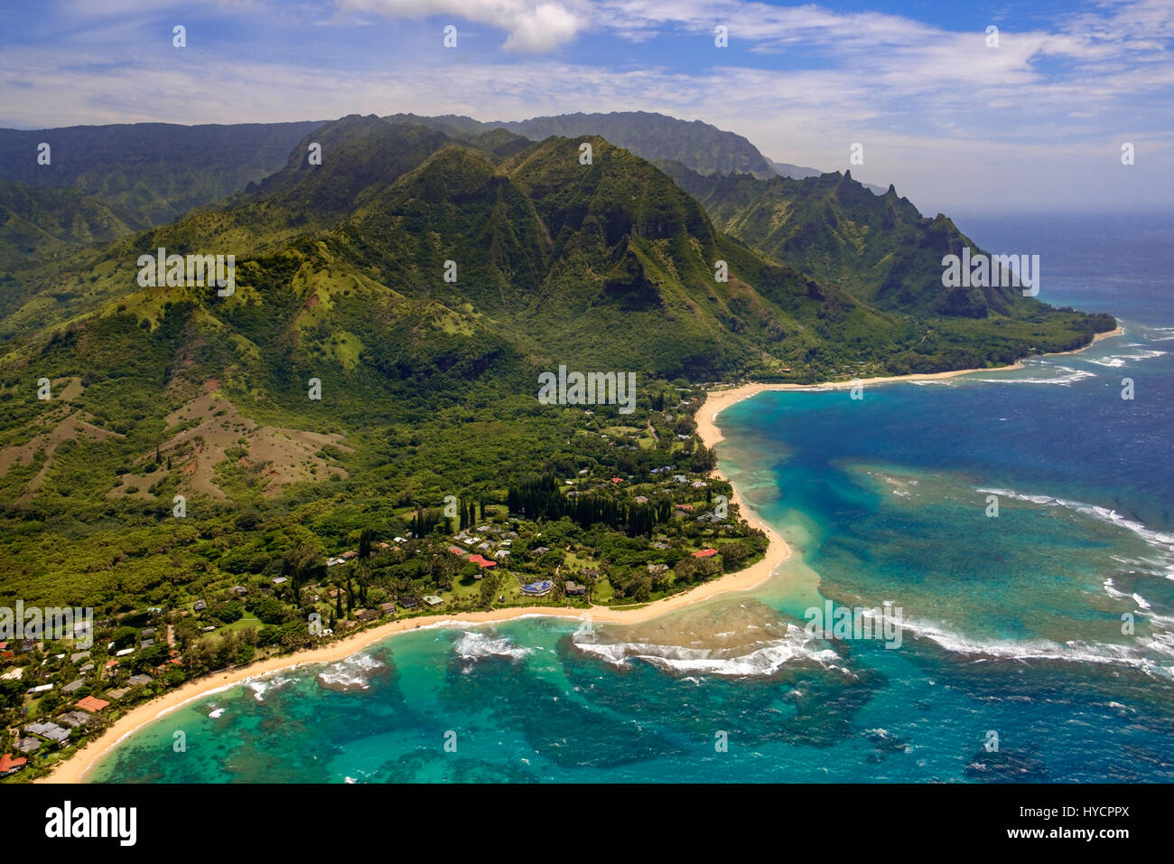 Aerial Landschaftsansicht Küstenlinie an Na Pali Küste, Kauai, Hawaii, USA Stockfoto