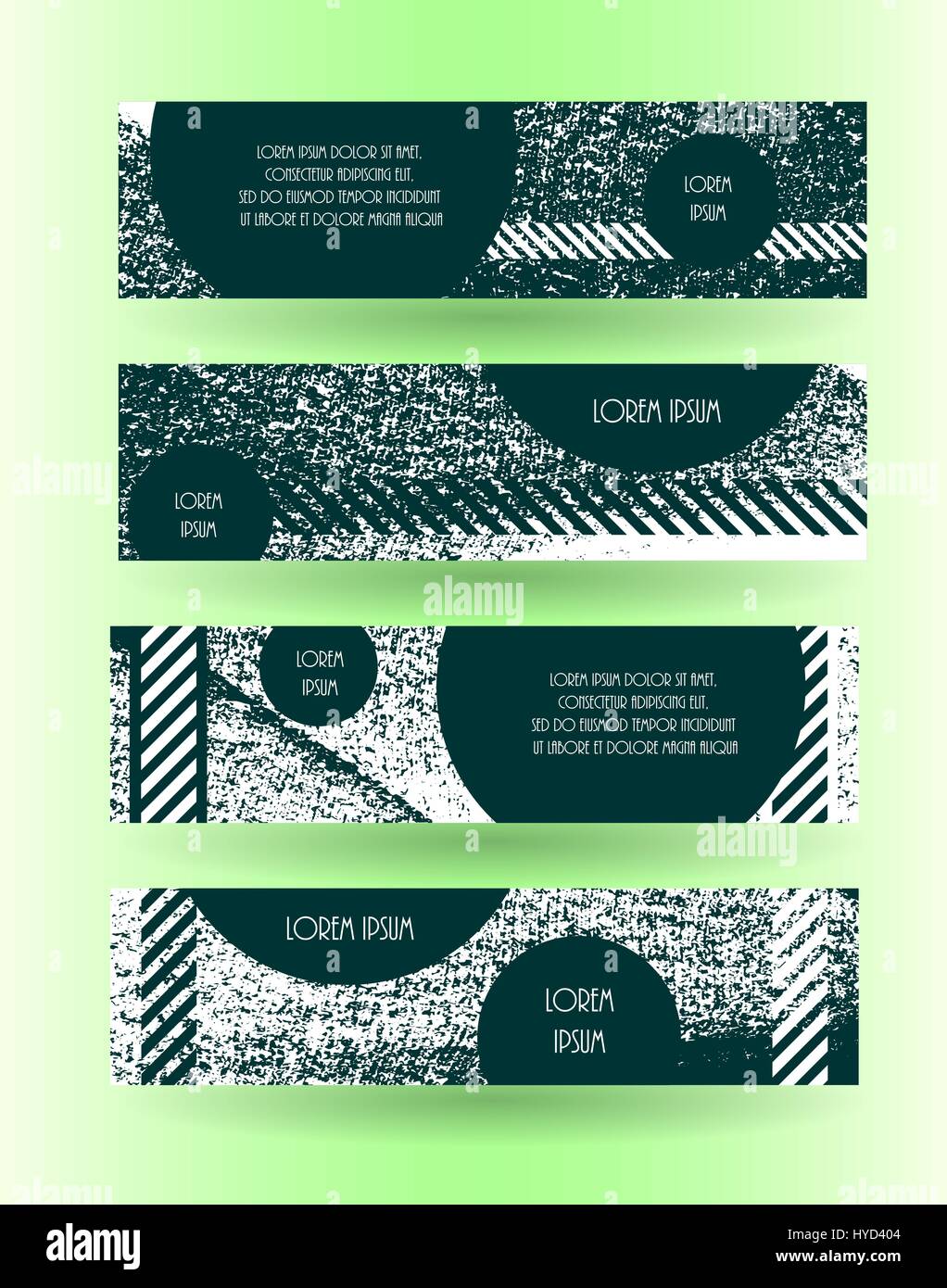 Grunge-Stil-horizontale Layout-Banner-Set. Abstrakte Header Sammlung. Grün-Vektor-Illustration. Website-Design-Elemente. Stock Vektor