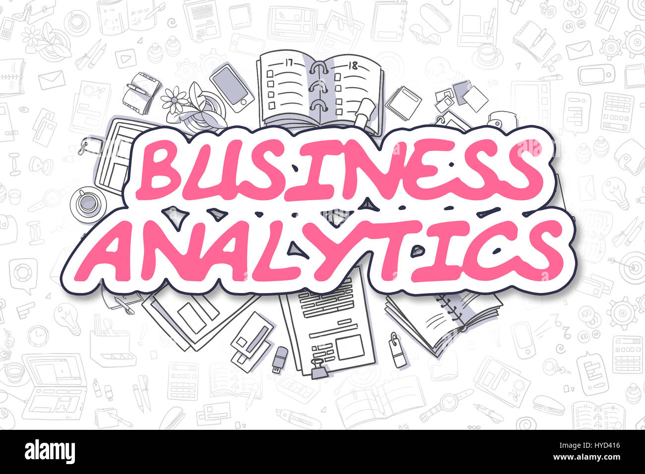 Business Analytics - Doodle Magenta Text. Business-Konzept. Stockfoto