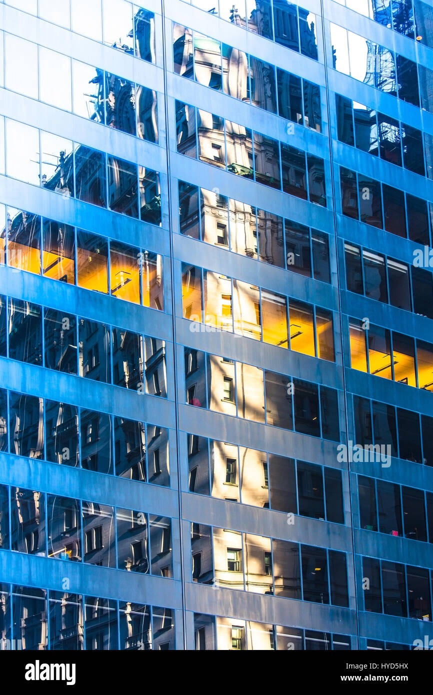 USA, New York State, New York City, Detail der Bürogebäude Fassade Stockfoto