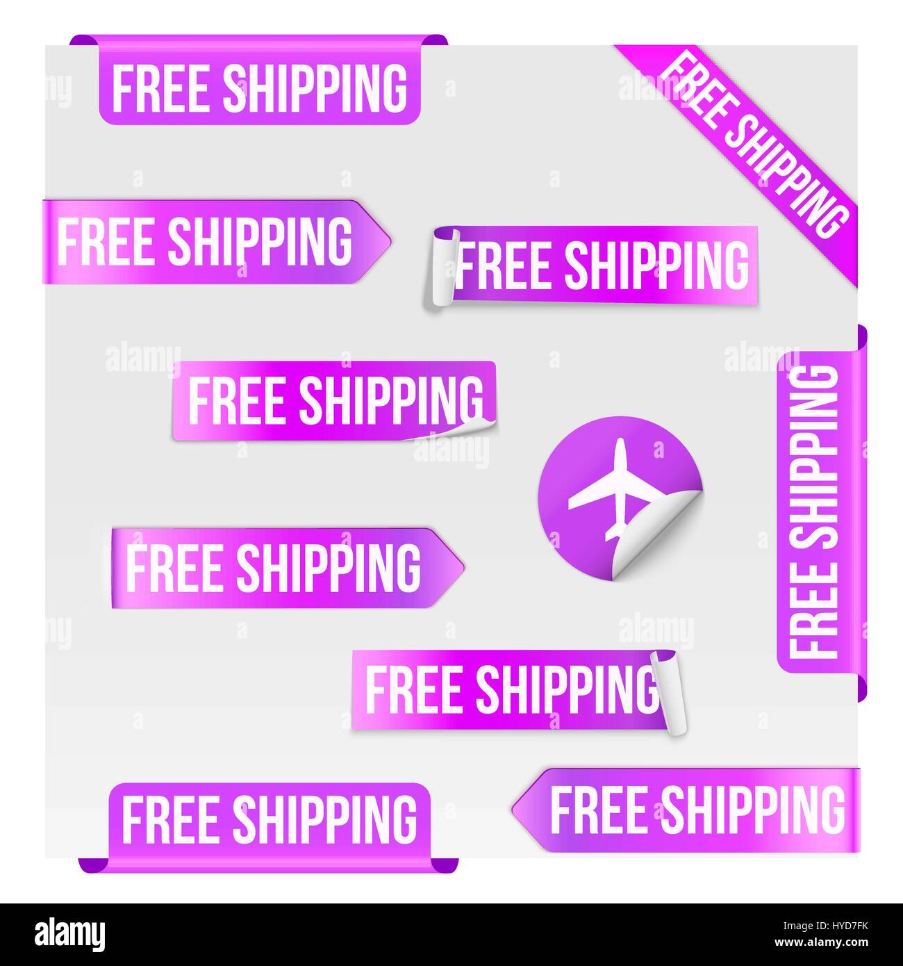 Kostenloser Versand Purple Labeldesign Stock Vektor