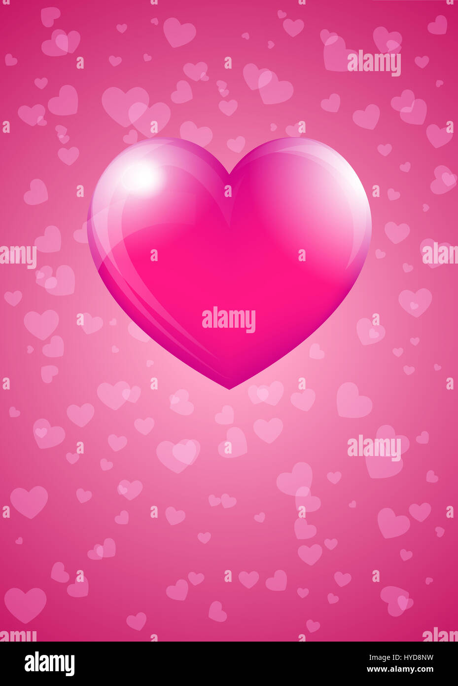 Rosa Valentine Herz Karte auf Herz Hintergrund Stockfoto