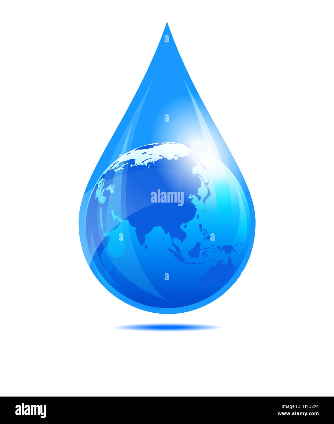 Wasser Tropfen Welt, Asien, Indien, China, Fernost, Globus in einem Wassertropfen Stockfoto