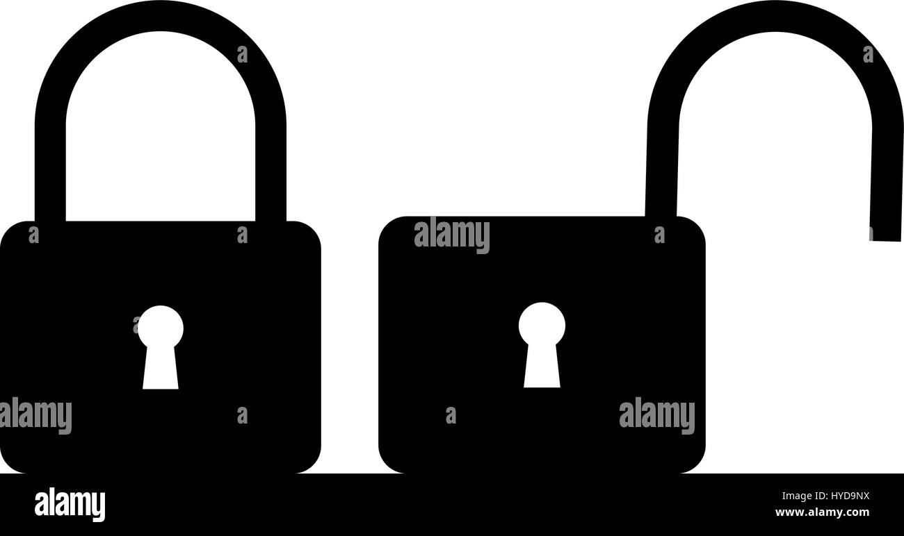 Gesperrt und entsperrt Vorhängeschloss-Symbol, Vorhängeschloss-Symbol Stock Vektor