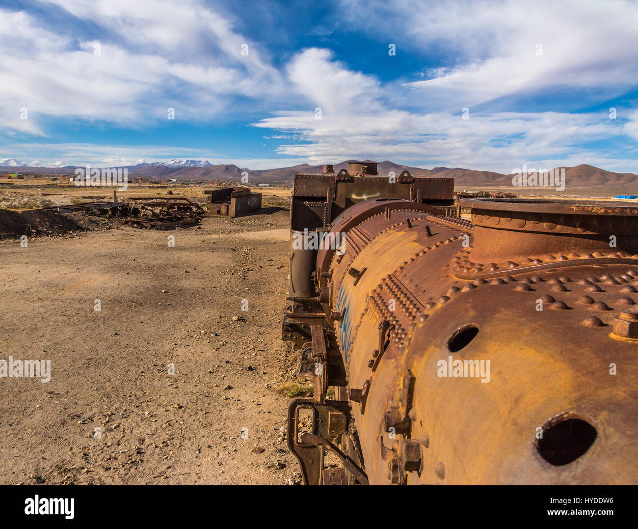 Aufgegeben von rostigen alten Zug im Zug Friedhof, Bolivien Stockfoto