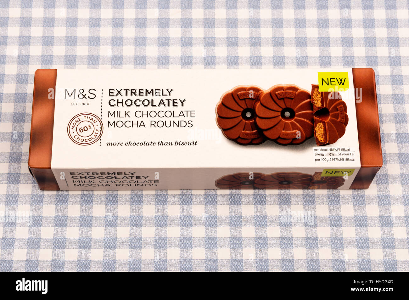 M & S Milchschokolade Mokka runden Kekse Stockfoto