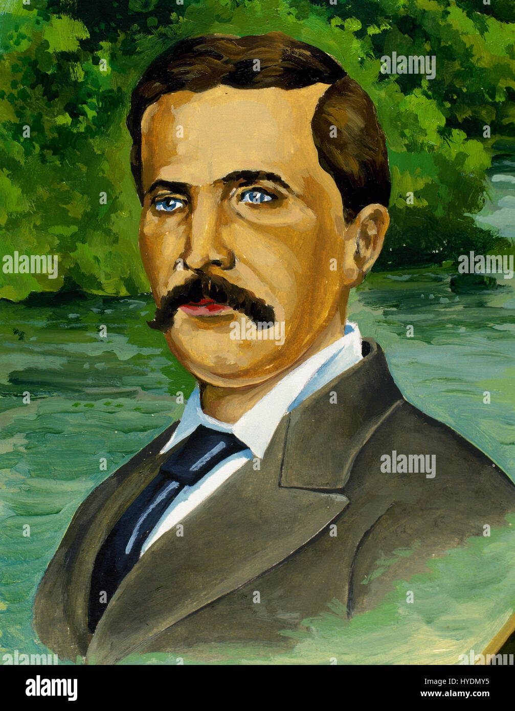 Henry Morton Stanley (1841-1904).  Britischer Journalist und Explorer. Porträt. Aquarell. Stockfoto