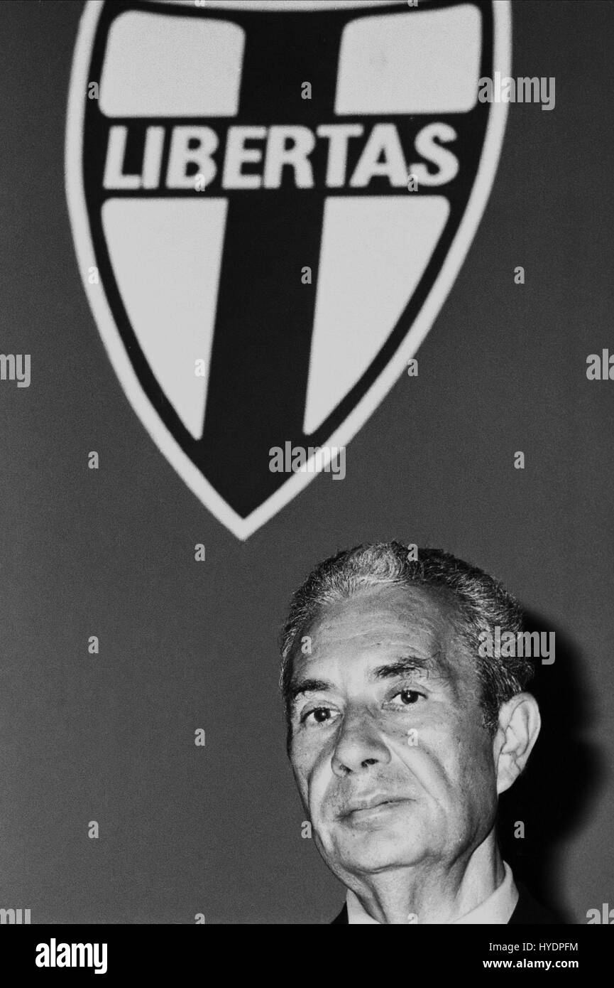Aldo Moro, Presidente della Democrazia Cristiana (Bergamo, 1977) - Aldo Moro, Präsident von der christdemokratischen Partei (Bergamo, 1977) Stockfoto