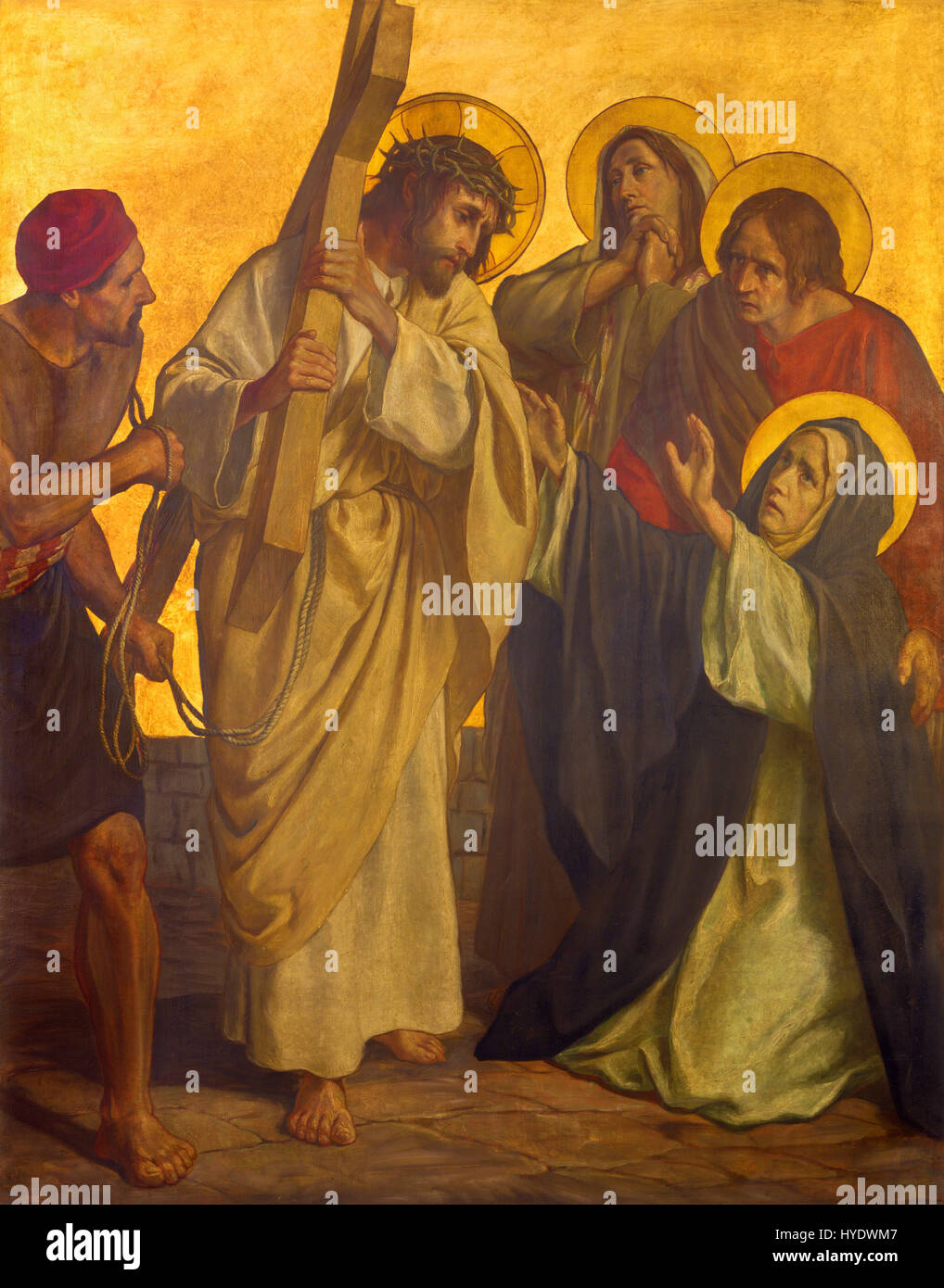 BERLIN, Deutschland, Februar - 16, 2017: Der Lack auf der Metallplatte - Jesus begegnen und seine Mutter Mary in der Kirche St. Matthäus von Philipp Schumacher Stockfoto