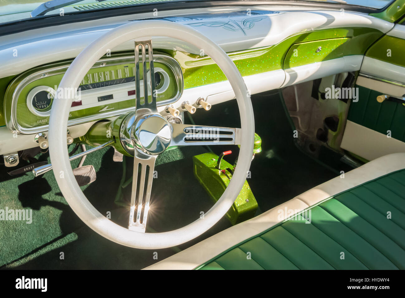 Innenraum Detail von einem Retro-1950er Jahre Automobil Stockfoto