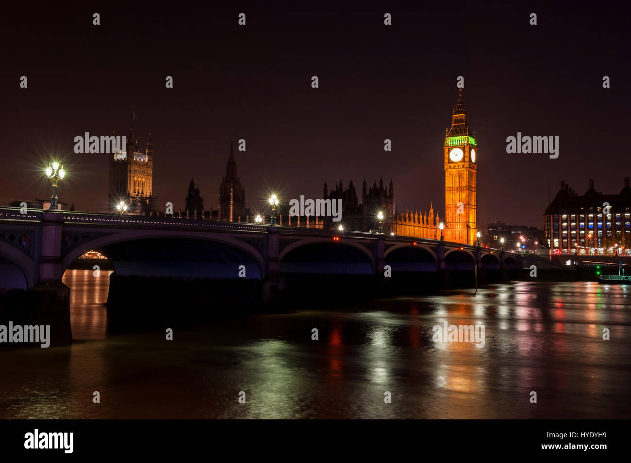Big Ben und die Houses of Parliament in der Nacht, London, UK Stockfoto