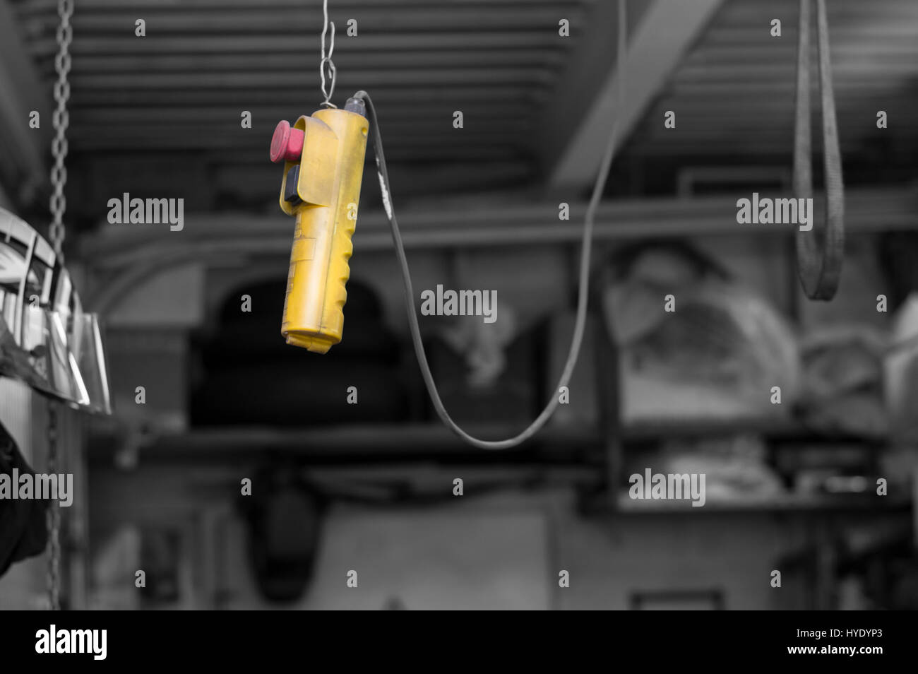 Kran-Fernbedienung, Closeup mit selektive Farbkorrektur Stockfoto