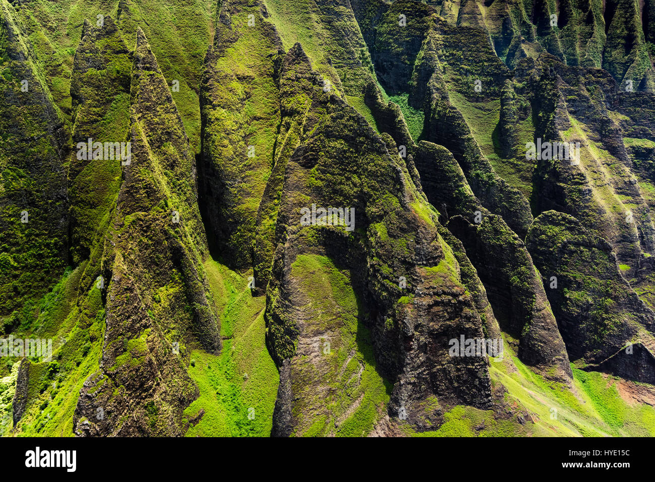 Detailansicht der Na Pali schroffen Klippen, Kauai, Hawaii, USA Stockfoto