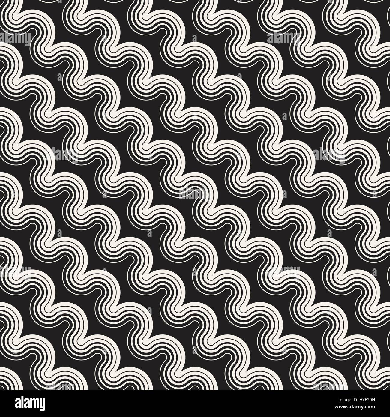 Nahtlose Wellenlinien Muster. Wiederholende Vektor Textur. Stilvolle Streifen Hintergrund. Zeitgenössische Grafik mit parallelen Wellen. Stock Vektor