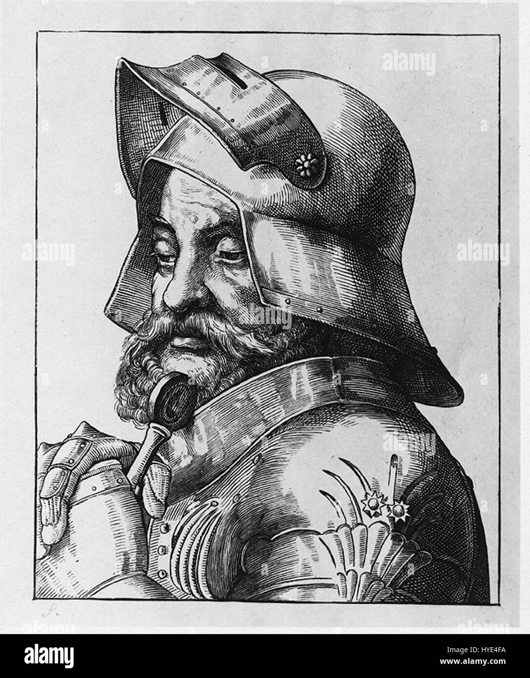 Goetz von Berlichingen, bekannt als „Goetz der Eisernen Hand“, war ein deutscher Ritter aus dem 15. Jahrhundert, der für seine eiserne Prothetik und seine Rolle im Schwäbischen Krieg berühmt war. Sein Leben und sein Vermächtnis sind in Literatur, Drama und historischen Aufzeichnungen vertreten. Stockfoto