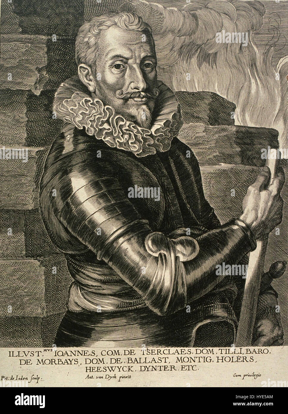 Johann Tserclaes, Graf von Tilly, war während des Dreißigjährigen Krieges ein prominenter militärischer Führer. Tilly, bekannt für seine strategische Brillanz, spielte eine wichtige Rolle in den Feldzügen der katholischen Seite, insbesondere in Schlachten wie der Schlacht am White Mountain. Stockfoto