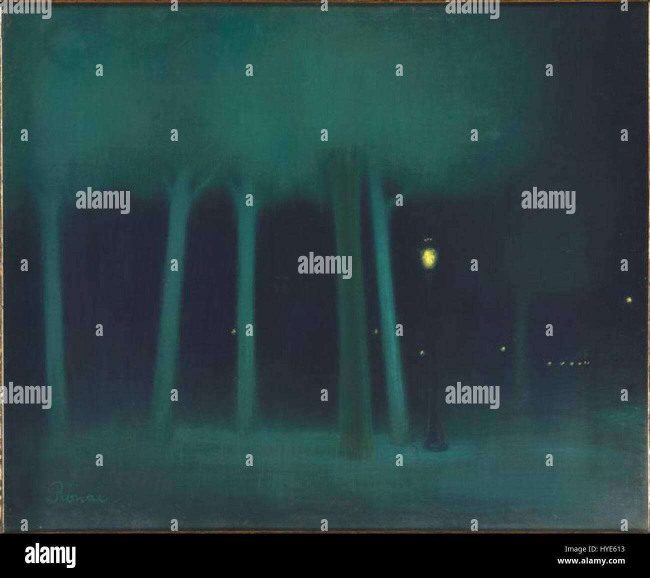 Jozsef Rippl-Ronais „A Park at Night“ aus dem Jahr 1892-1895 fängt die ruhige und doch geheimnisvolle Atmosphäre eines nächtlichen Parks ein. Das Werk verwendet lebendige Farbkontraste und emotionale Pinselstriche, die typisch für den Stil des Künstlers sind. Stockfoto