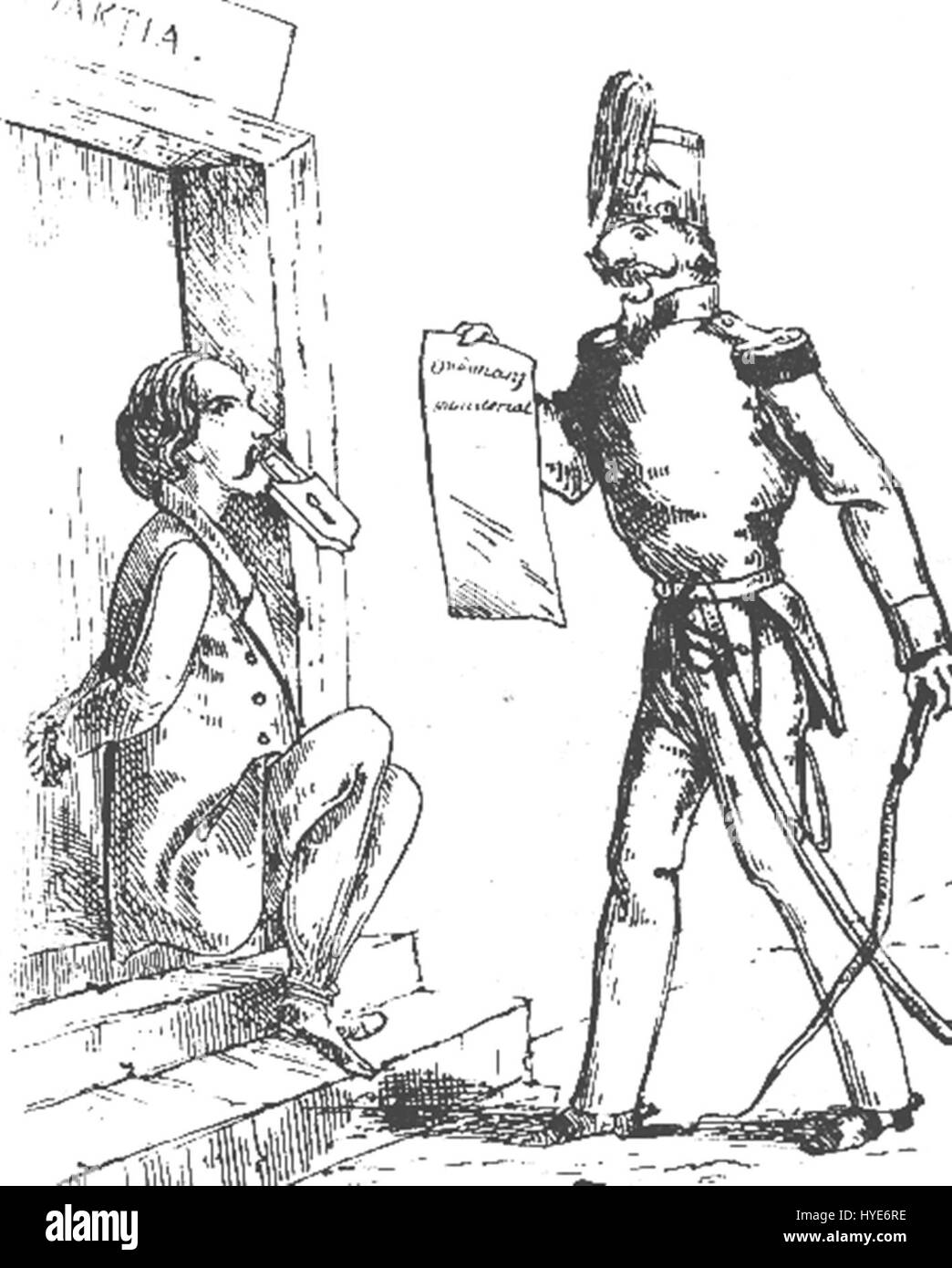 „Libertatea presei“ von Nikipercea (1859) ist ein bedeutendes rumänisches Werk, das das Konzept der Pressefreiheit repräsentiert und die Bedeutung der Medien für den gesellschaftlichen Fortschritt symbolisiert. Stockfoto