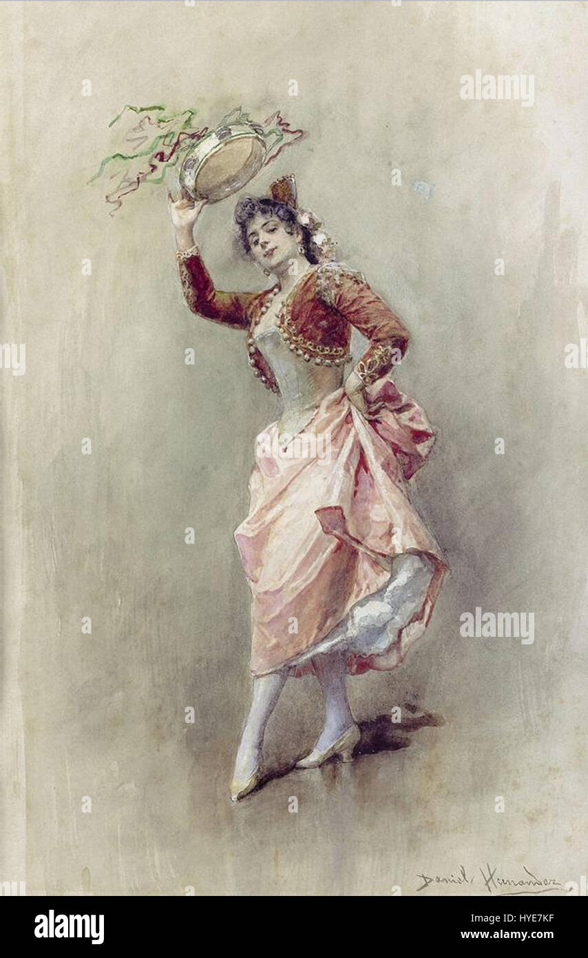 Mujer Con Pandereta Daniel hernandez Stockfoto